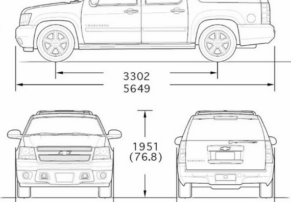 Chevrolet Suburban (2007) (Шевроле Субурбан (2007)) - чертежи (рисунки) автомобиля